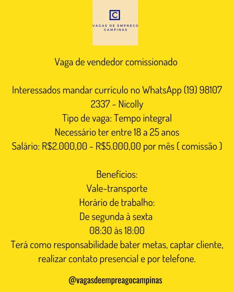 Vaga de vendedor comissionado 1
