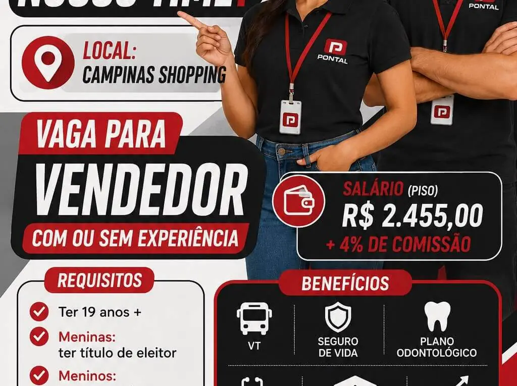 Vaga Vendedor Pontal no Campinas Shopping