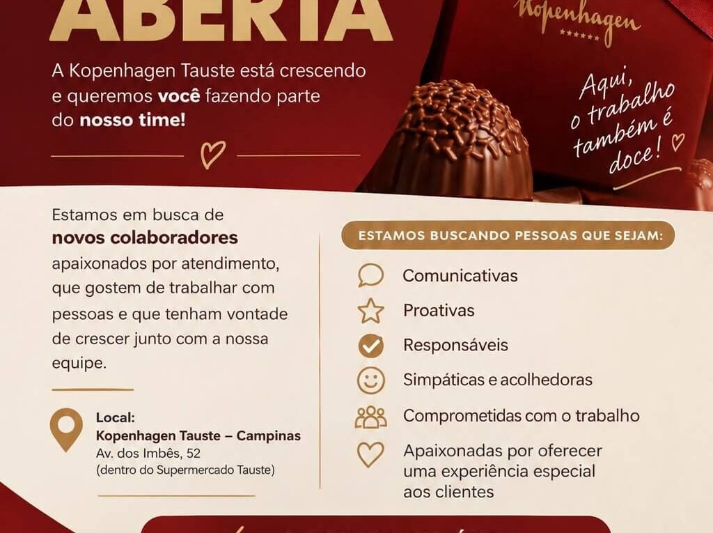 Kopenhagen Tauste Abre Vaga em Campinas Veja Como Trabalhar na Loja de Chocolates Dentro do Supermercado Tauste
