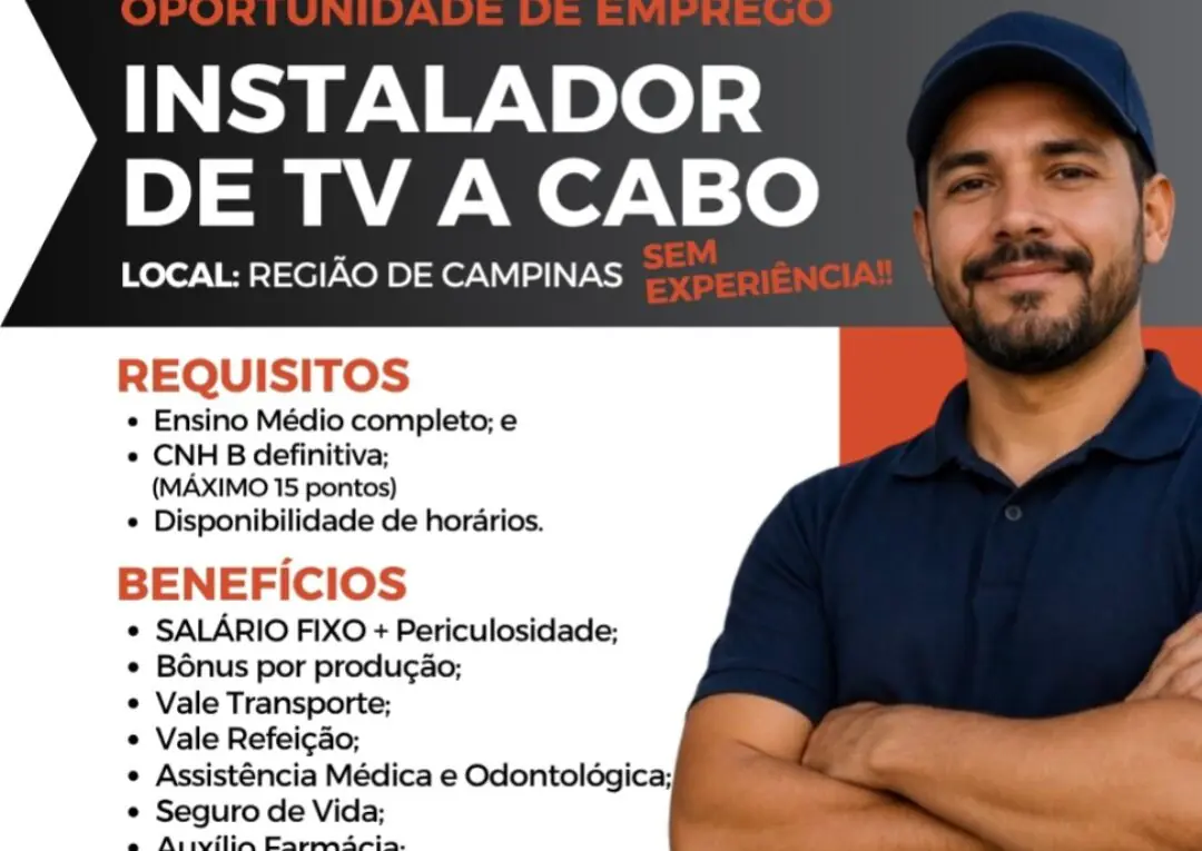 Sem Experiência? A Fenix Recrutamento Está Contratando Instalador de TV a Cabo na Região de Campinas