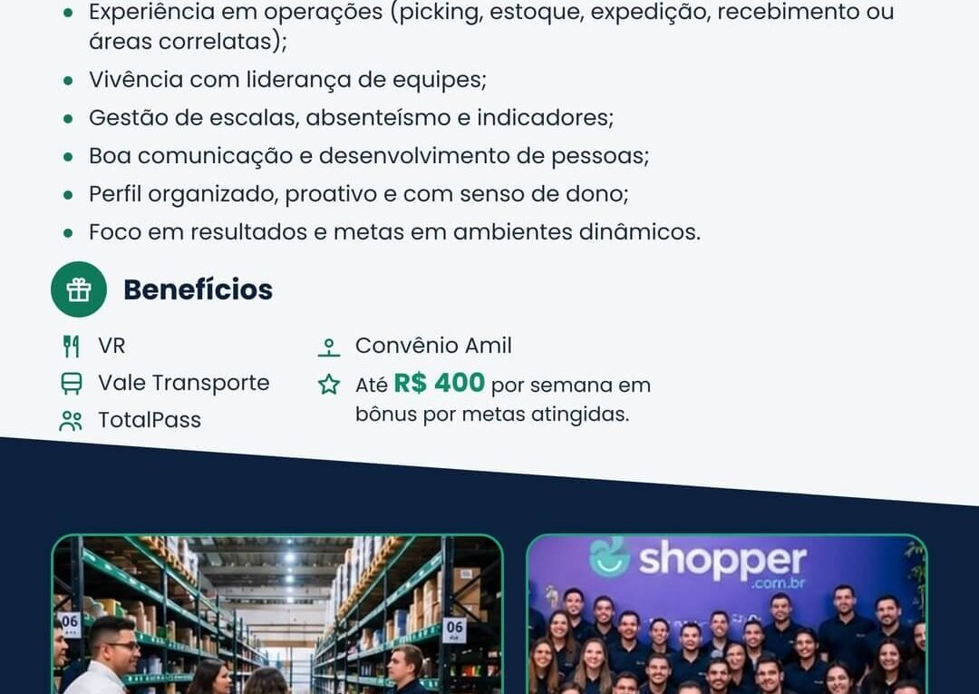 Vaga Supervisor(a) de Operações para Dark Store em Campinas